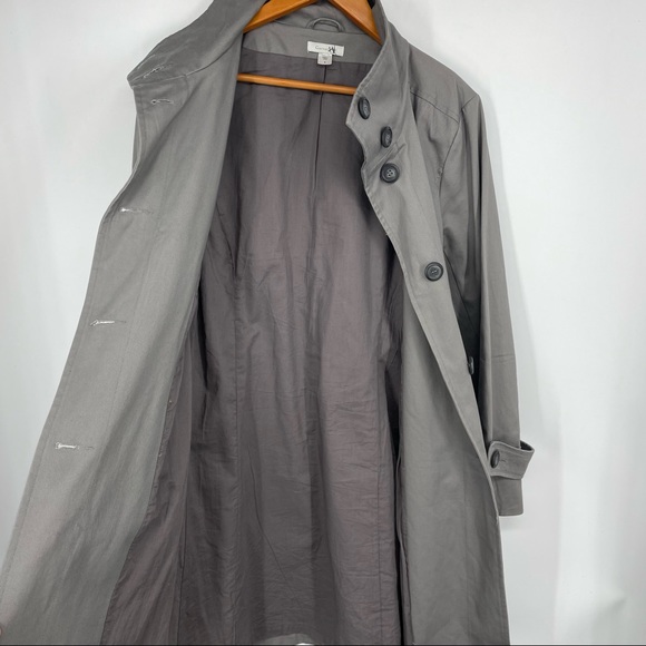 New Garnet Hill grey gray cotton midi trench 100% cotton size 6 medium coat - Picture 5 of 6